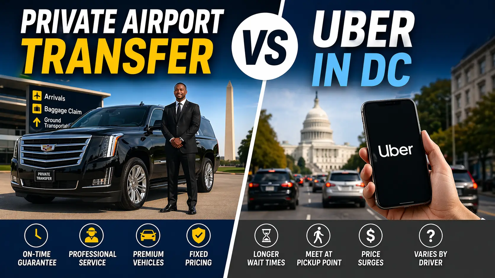 Private Airport Transfer Vs Uber In DC