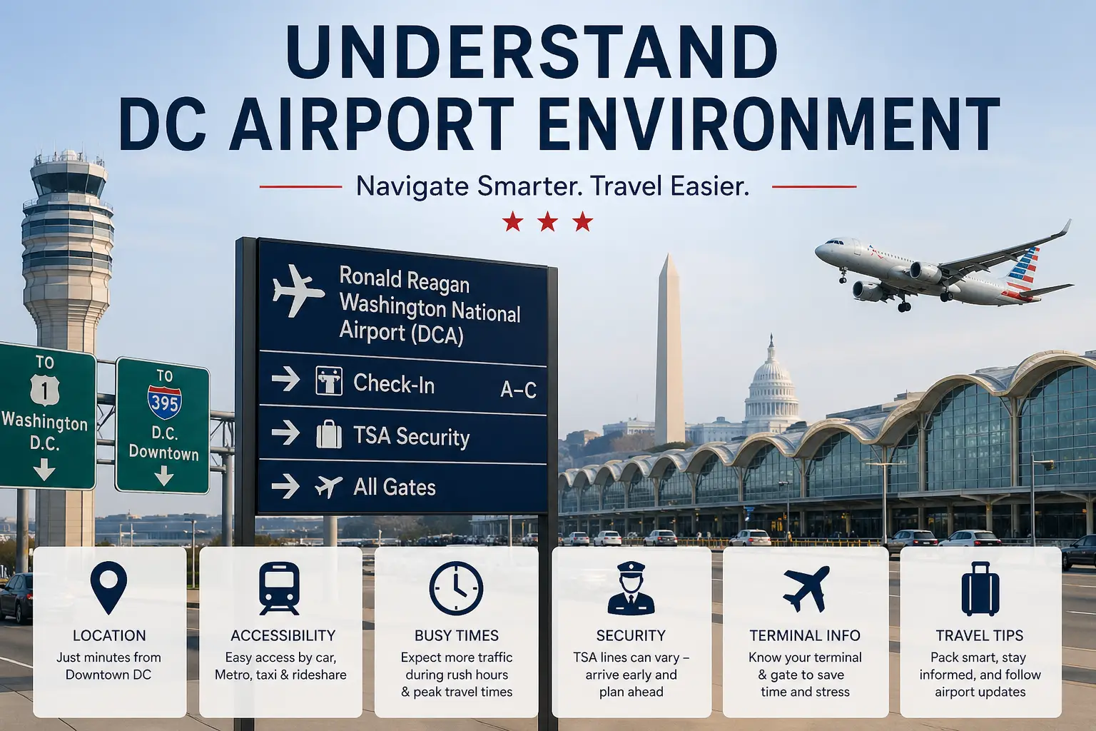 Travelers navigating the Washington DC airport environment