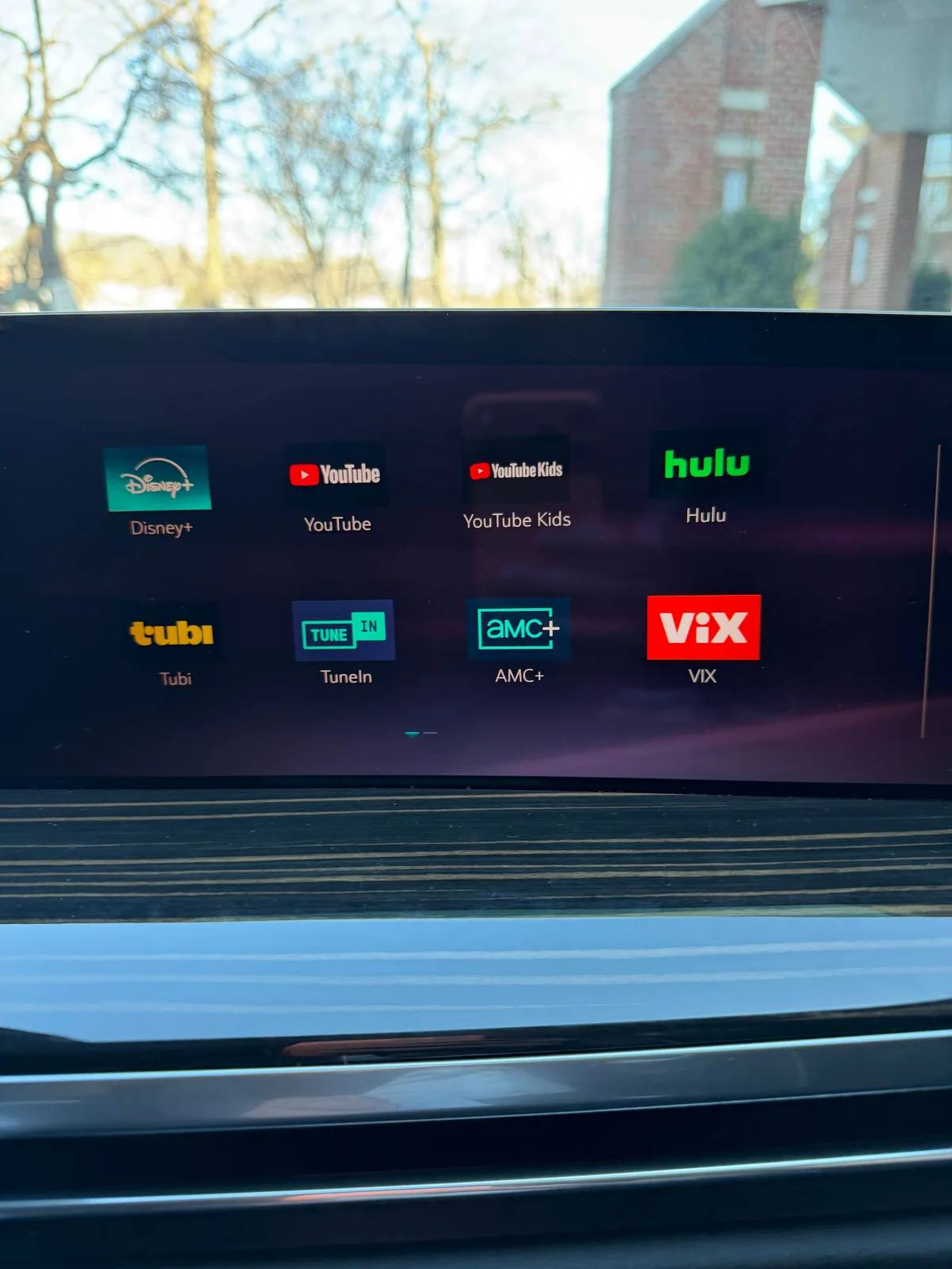 Onboard entertainment screen inside an AZA Cadillac Escalade