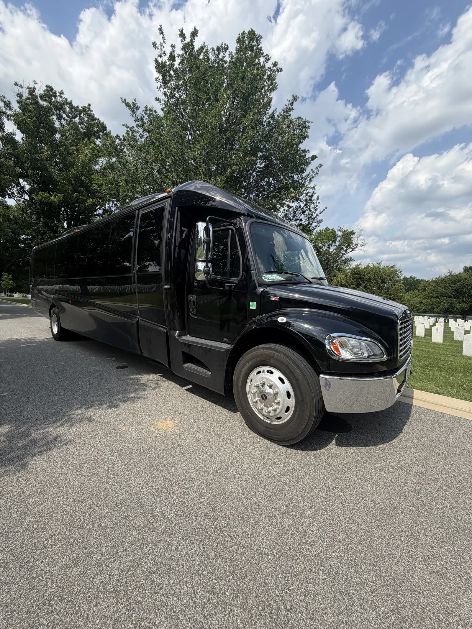 AZA charter bus exterior near Arlington National Cemetery