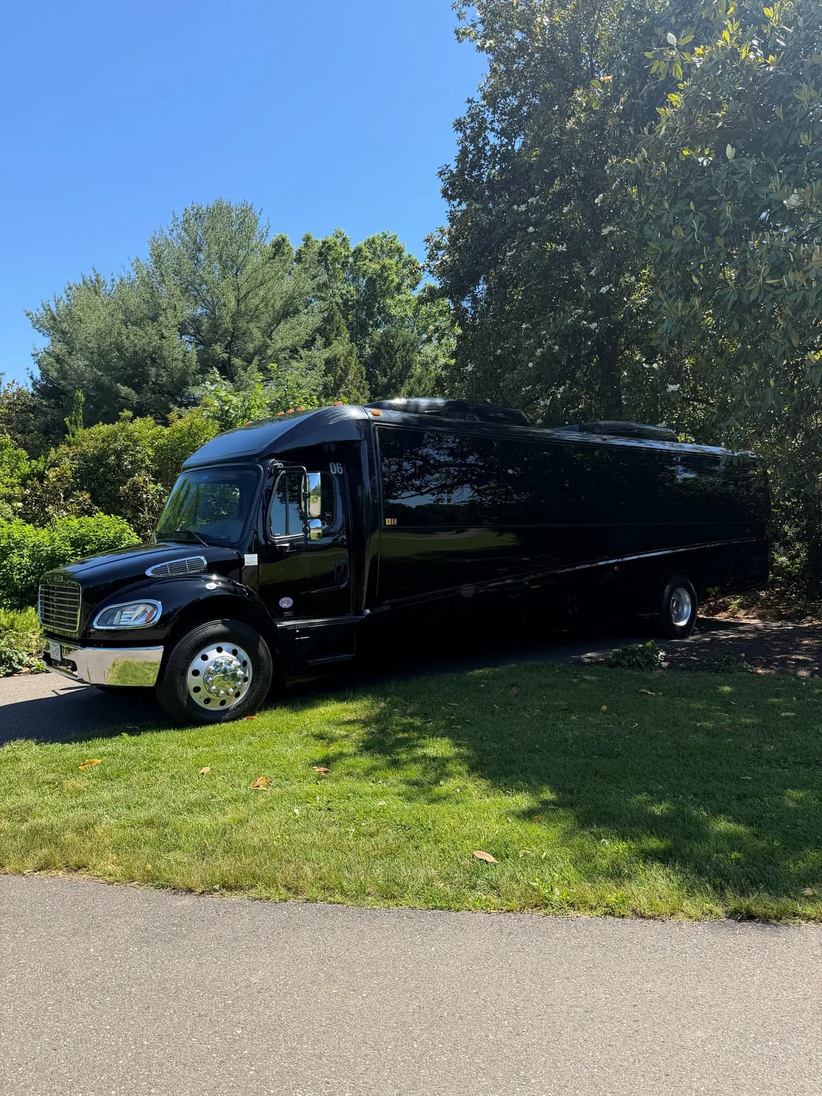 AZA GM40 bus parked among trees