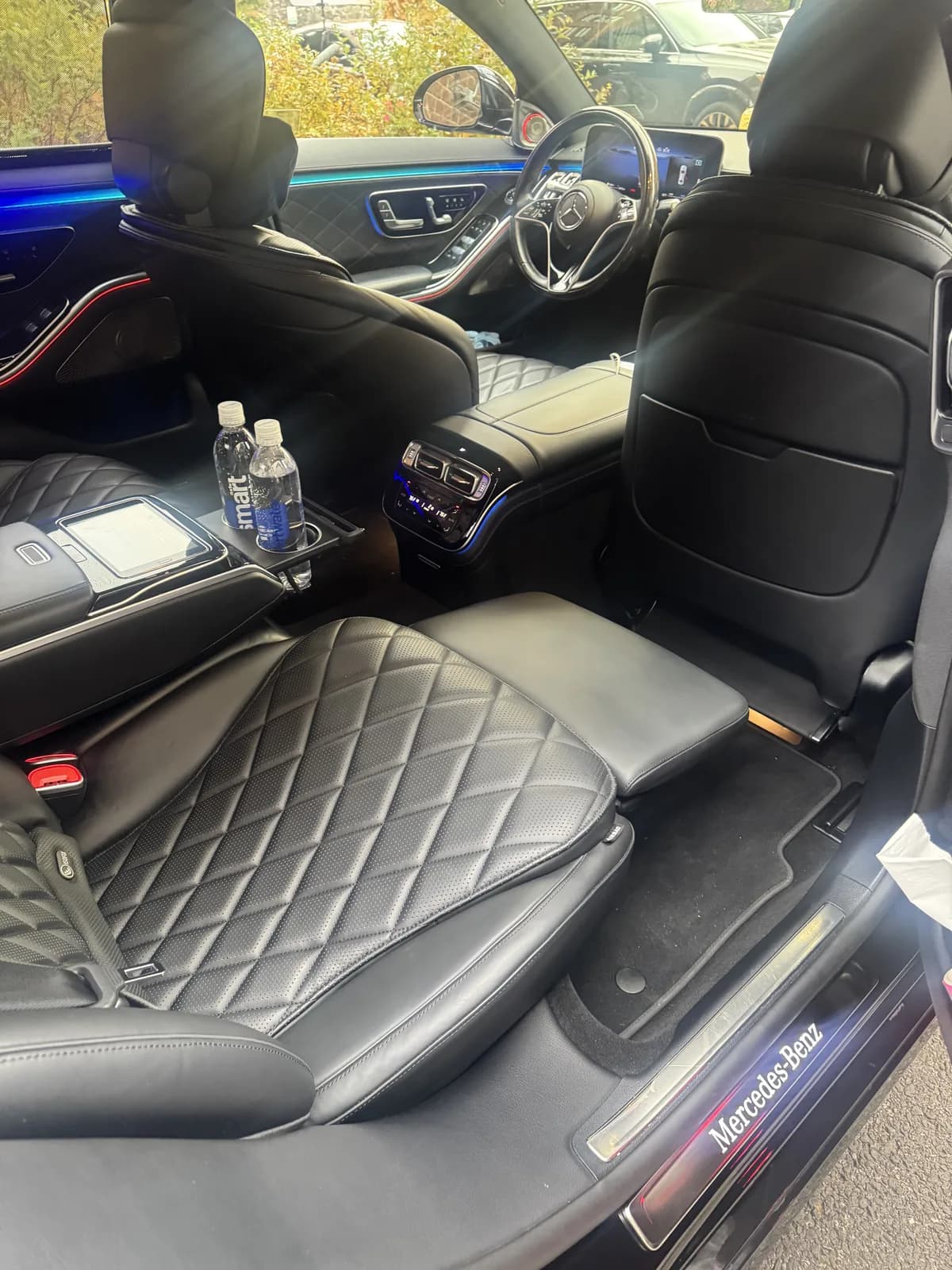 Rear cabin of a Mercedes S-Class used for executive black car service