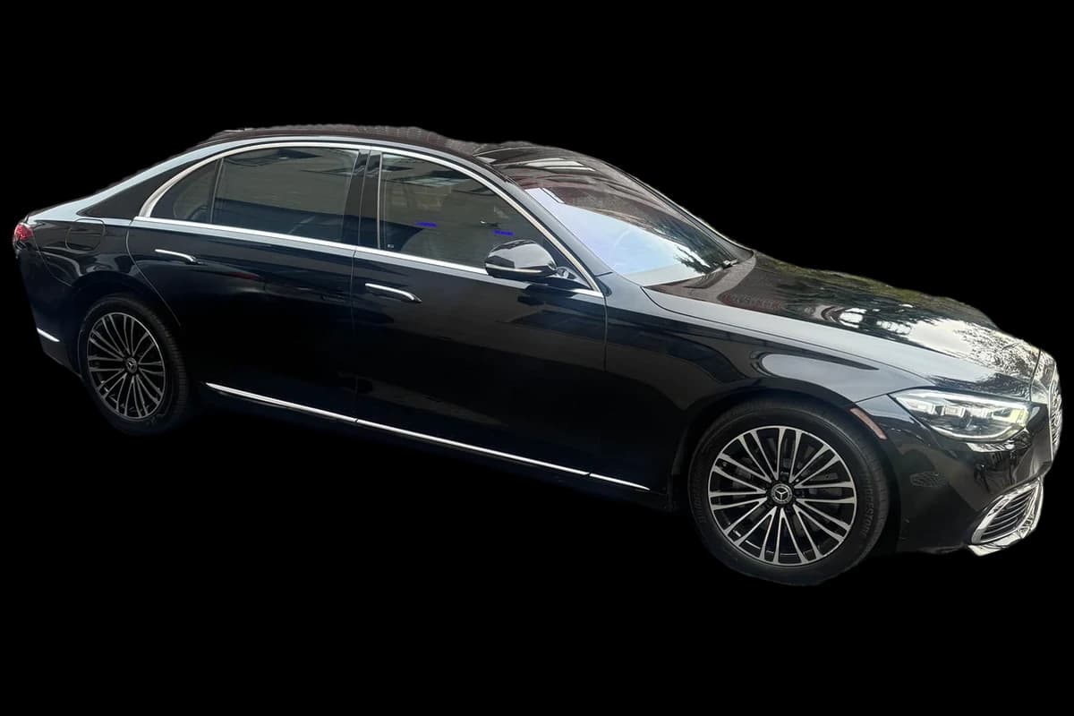 AZA black Mercedes-Benz S-Class sedan exterior