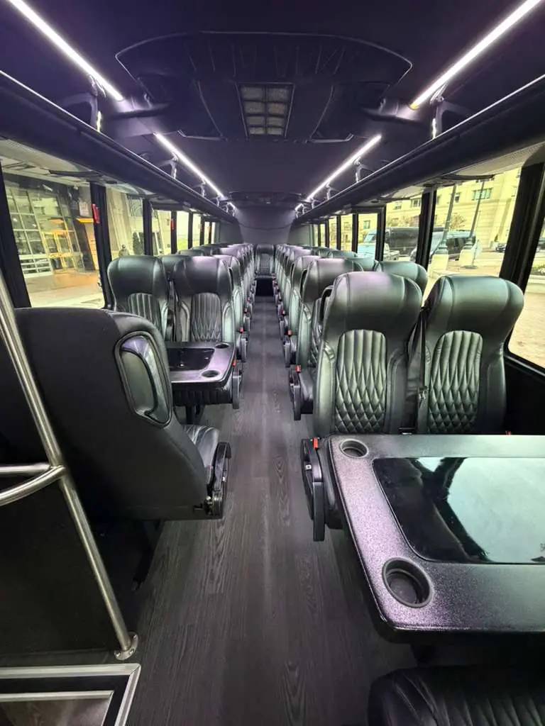 Comfortable interior of black bus